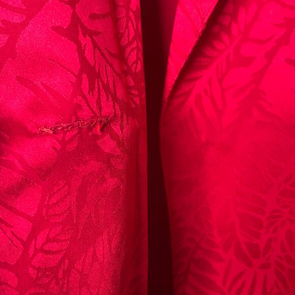 ARGENTI Blazer Jacket Notch Lapel Single Breasted Pure Silk Jacquard Red Size 4 - Picture 6 of 8
